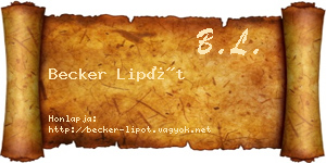 Becker Lipót névjegykártya